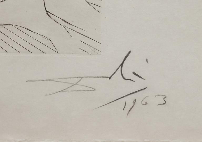 SALVADOR DALÍ, torrnål och heliogravyr på Japanpapper, signerad och numrerad IX/XX, daterad 1963.