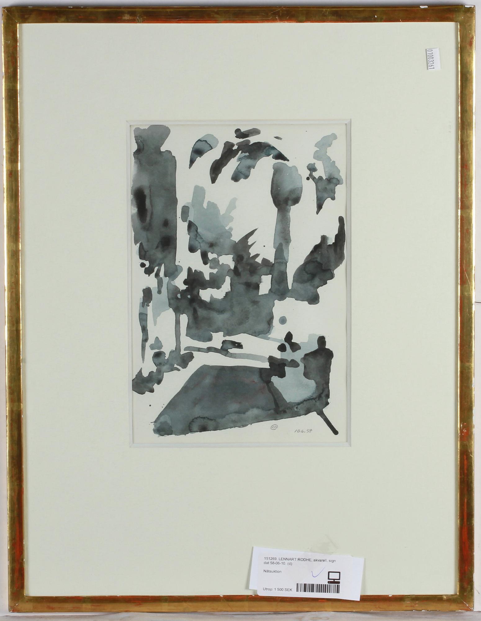 LENNART RODHE, akvarell, sign o dat 58-06-10.