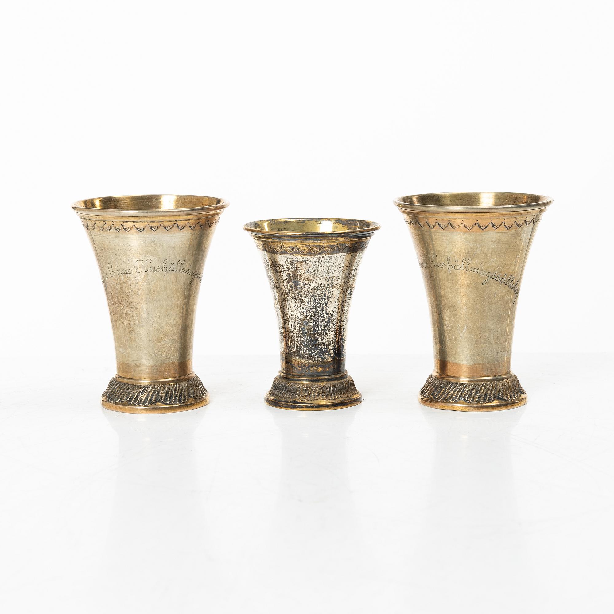 Seven Swedish silver beakers, mark of KG Markströms, Uppsala 1912-1926.