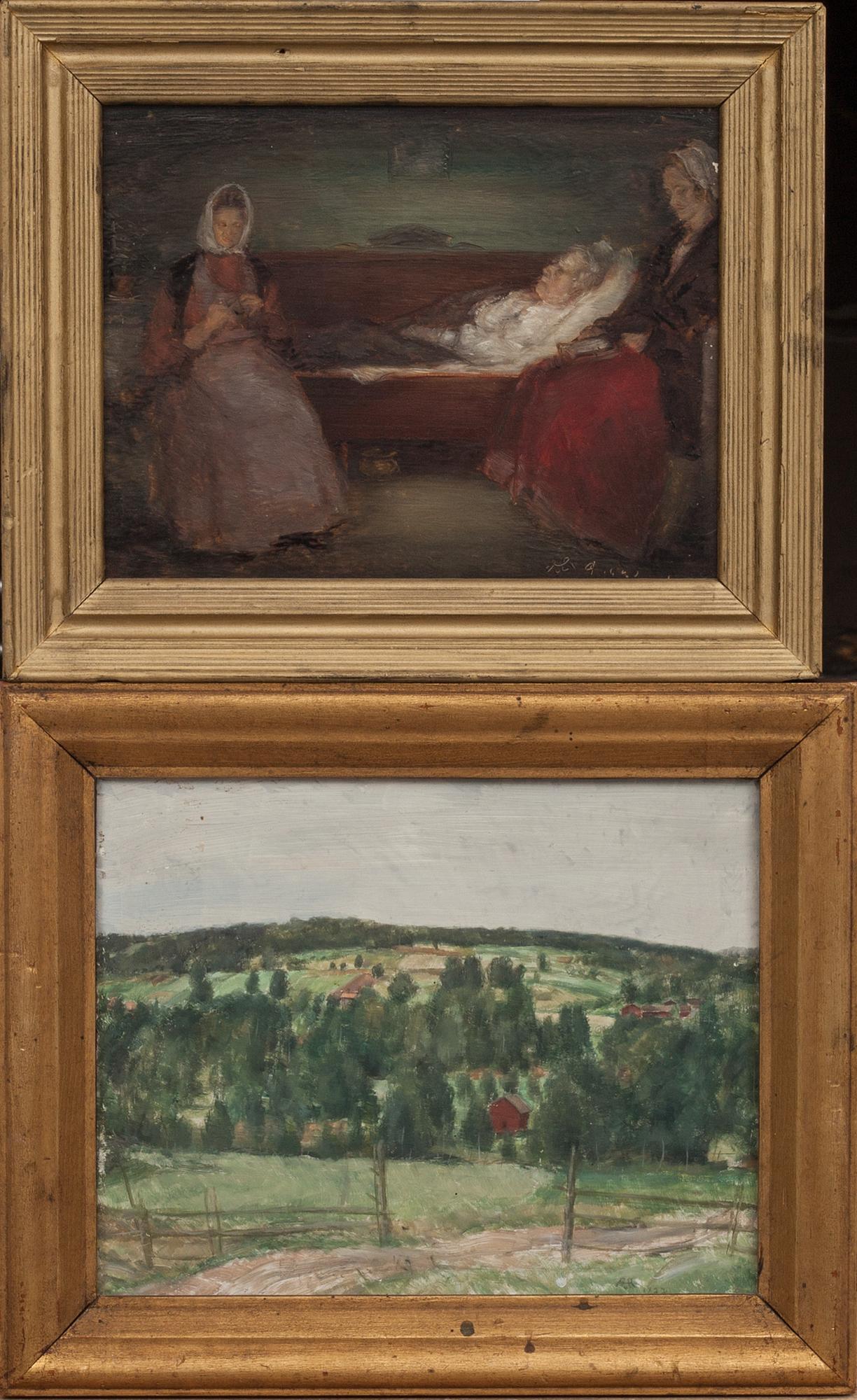 REINHOLD VON ROSEN, 2 st. olja på pannå. Signerade.