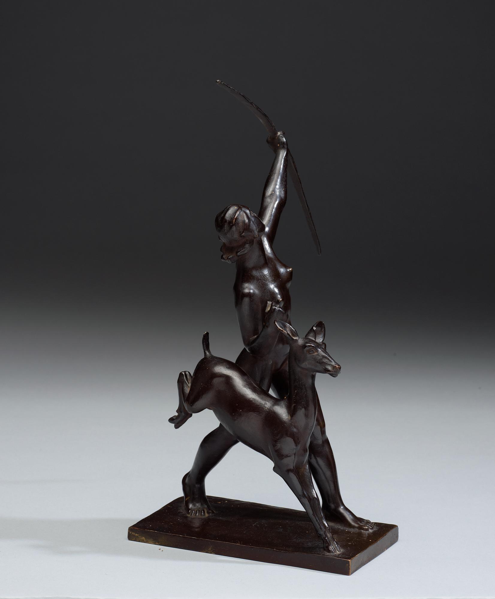 A Karl Hultström bronze sculpture of 'Diana', Foundry Otto Meyer eftr.