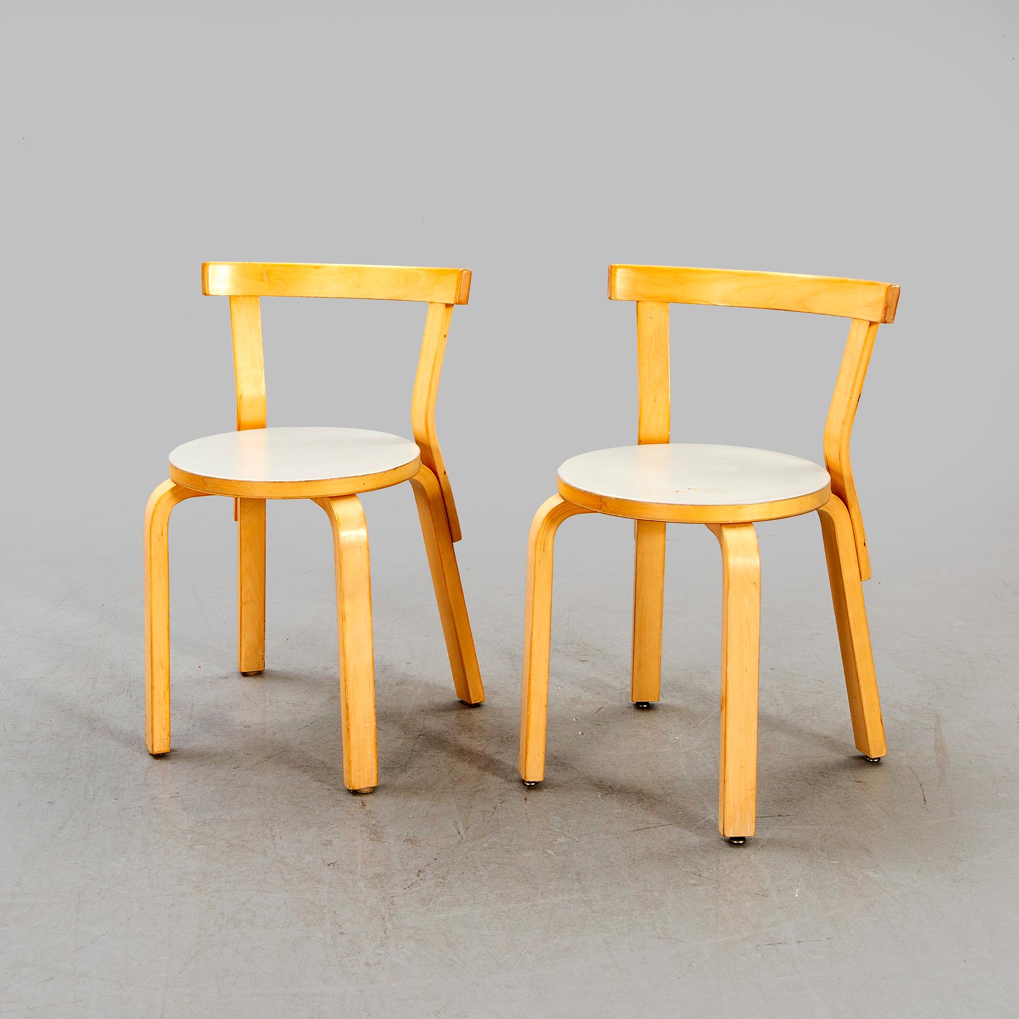 Alvar Aalto, chairs, 2 pcs, model 68, 1960s, Finland.
