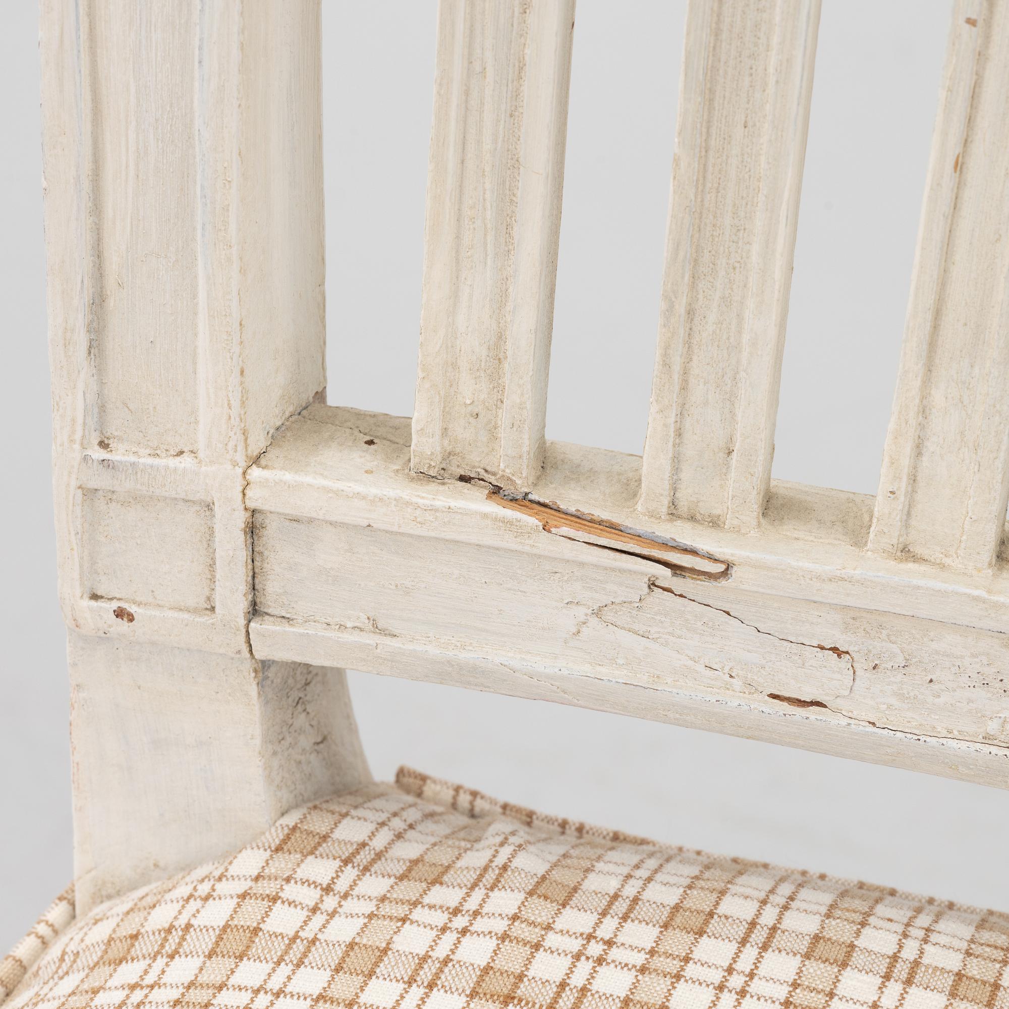 Five late Gustavian chairs, circa 1800.