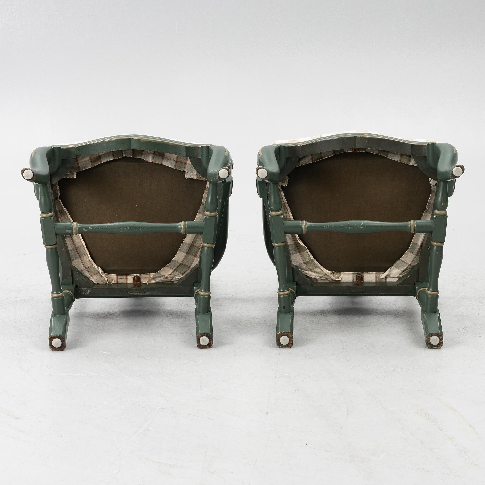 Serving table, as well as armchairs, a pair, Nordiska Kompaniet, 1928.