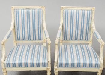 Four late 18th century Gustavian armchairs.