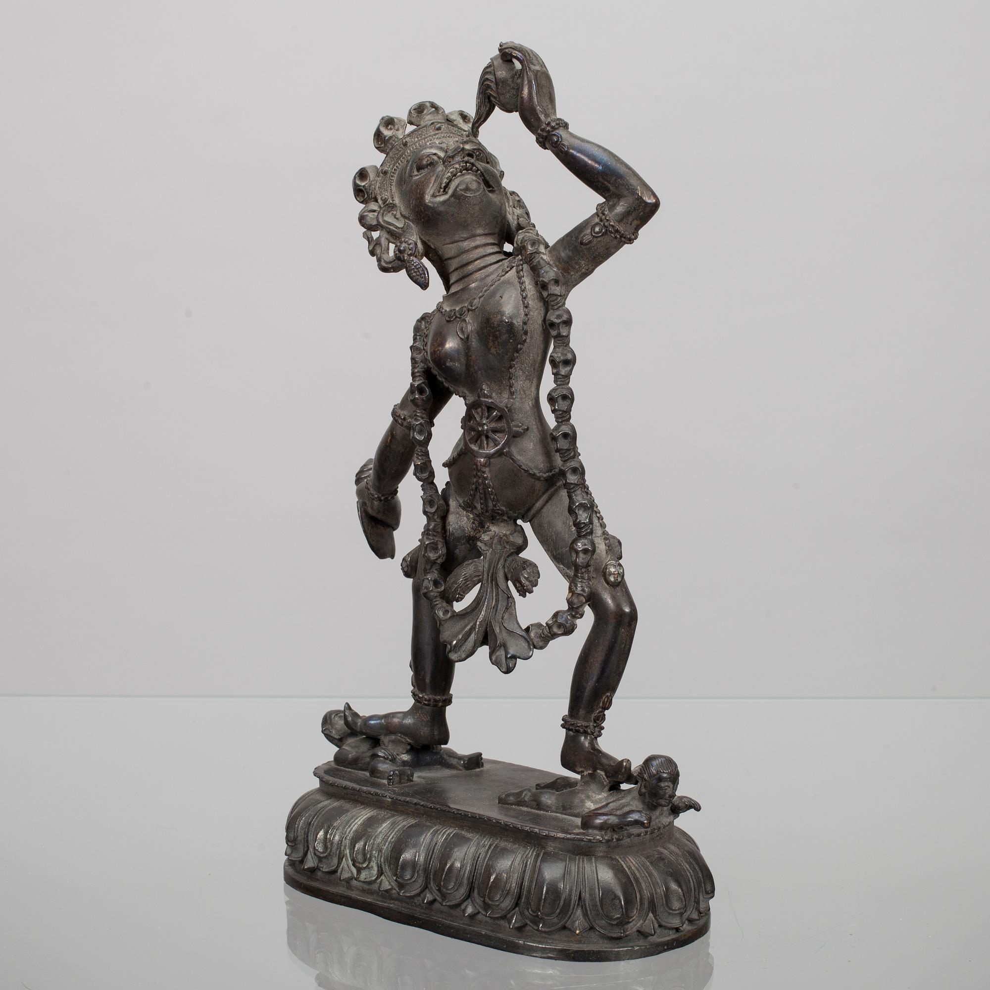 SKULPTUR, patinerad mässing, Tibet 1900-talets senare hälft.