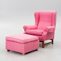 Ragnar Helsén, armchair with an ottoman, "Oxford", model 3543, Svenskt Tenn.
