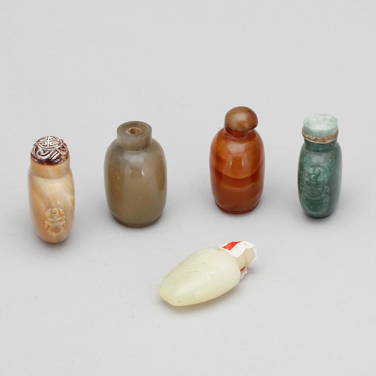 SNUSFLASKOR, sten, 5st, Kina, omrking 1900.