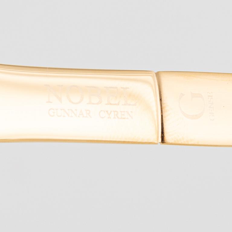 Karin Björquist, kaffekoppar med fat, 12 st, samt teskedar, 12 st, "Nobel", Rörstrand.