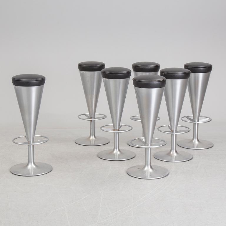A set of seven 'Snaps' barstools by Johanson Design, Markaryd, Sweden, second half of the 20th century.