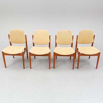 ARNE VODDER, four teak chairs, France & Daverkosen, mid 20th century.