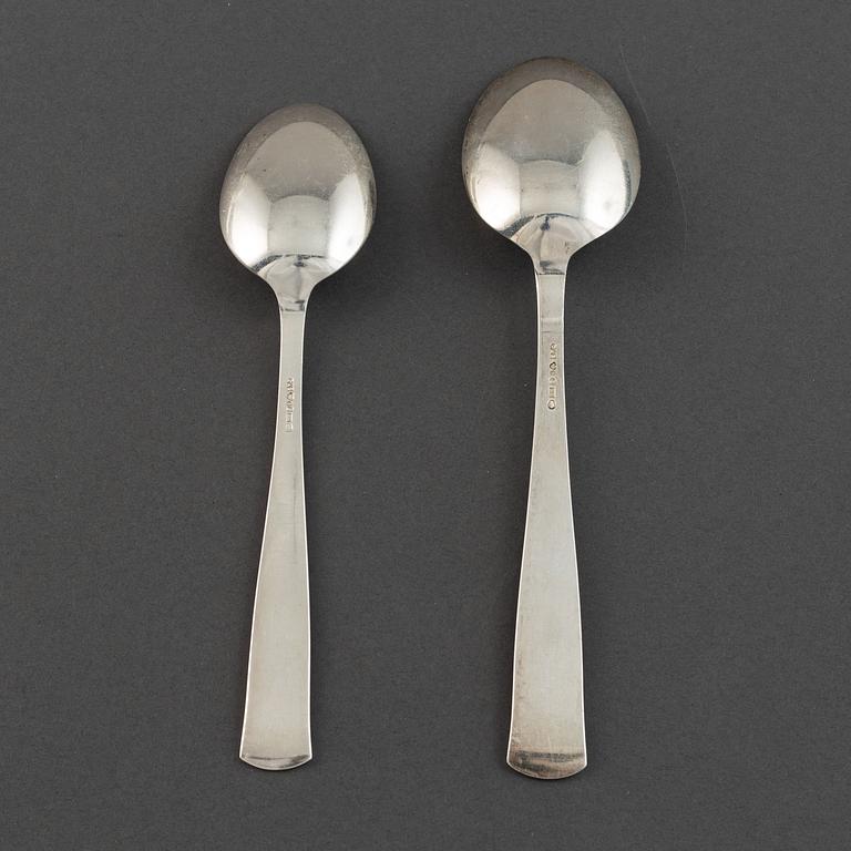 Jacob Ängman, a set of 12+6 silver spoons, GAB.
