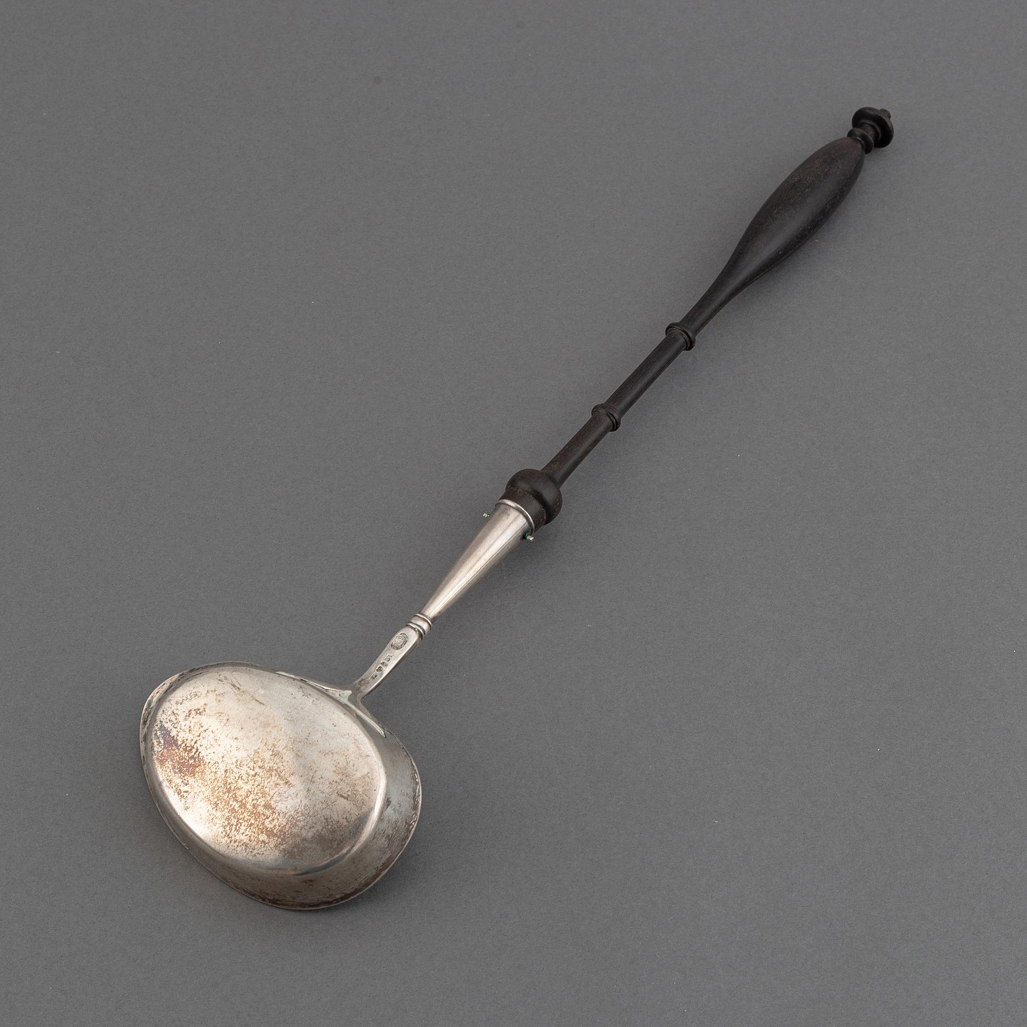 A swedish serving spoon and laddle, including mark of Claude St Claire Donneaud, Karlskrona (1812-27).