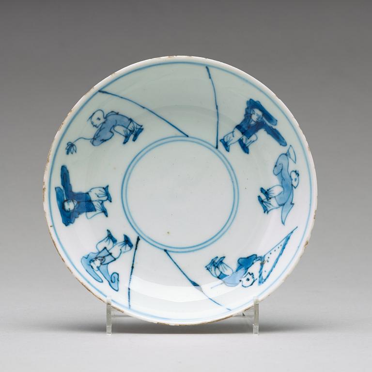 A set of nine blue and white dishes, Ming dynasty Tianqi/Chongzhen, 17th Century.