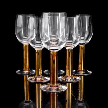 Six Gunnar Cyrén 'Nobel' goblet glasses, for Orrefors.