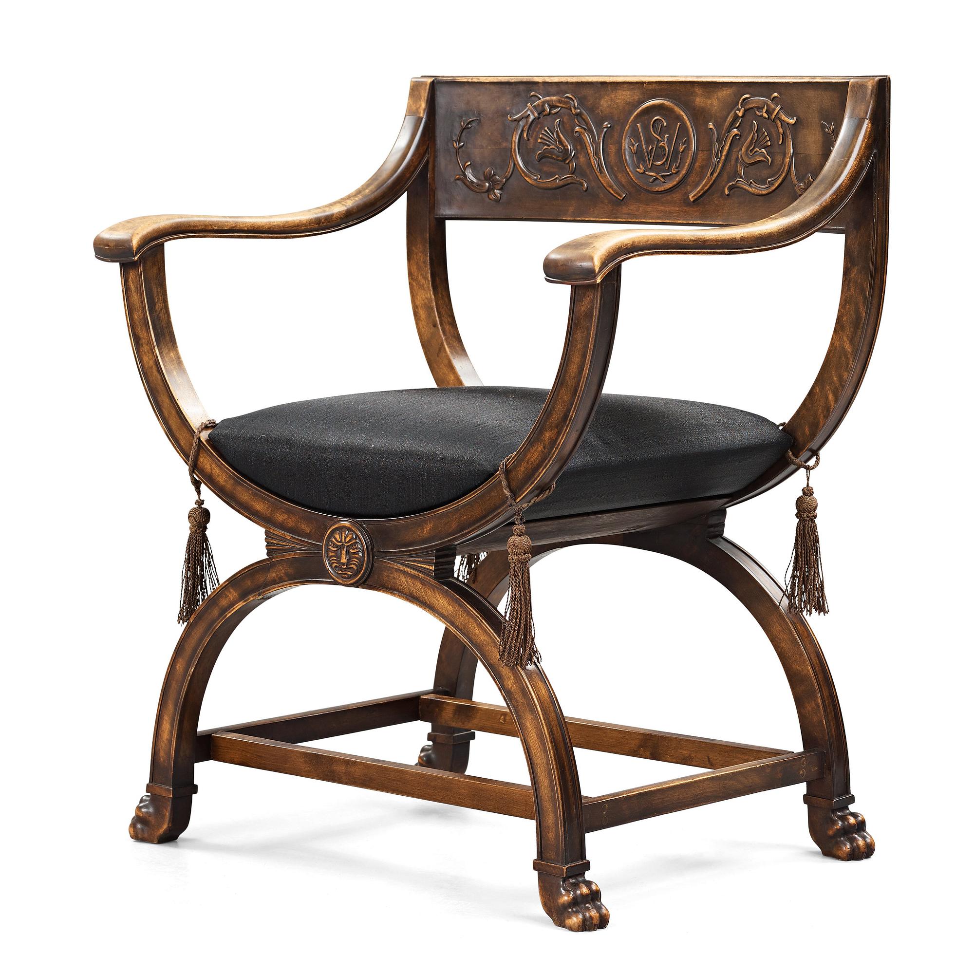 Axel Einar Hjorth, attributed to, a stained birch chair, Svenska Möbelfabrikerna Bodafors Sweden, 1920's.