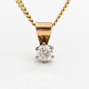 Halsband, 14K guld och diamant ca. 0.43 ct enligt gravyr.