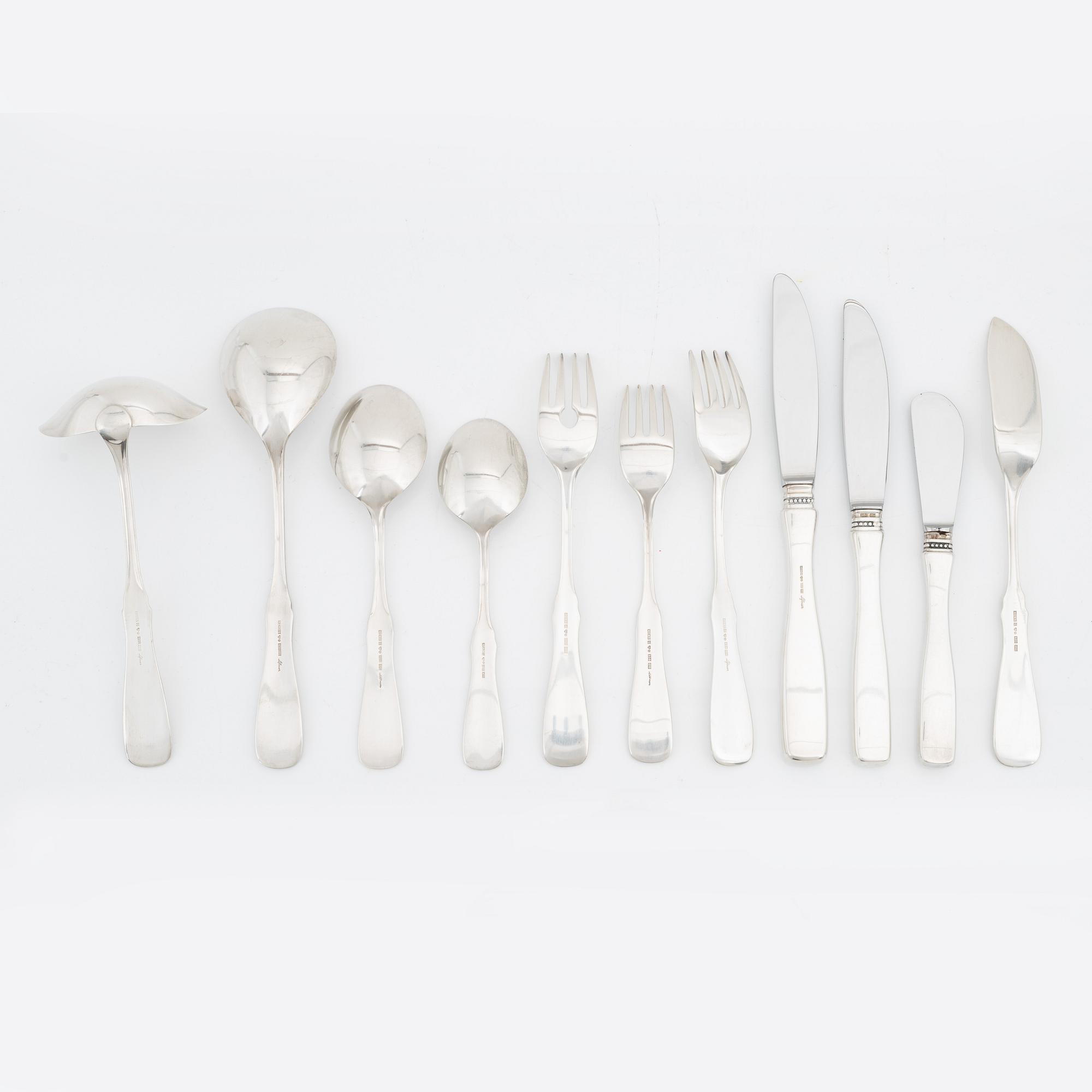 Eric Löfman, a silver cutlery, model 'Uppsala', Mema, Lidköping, some 1978 (84 pieces).