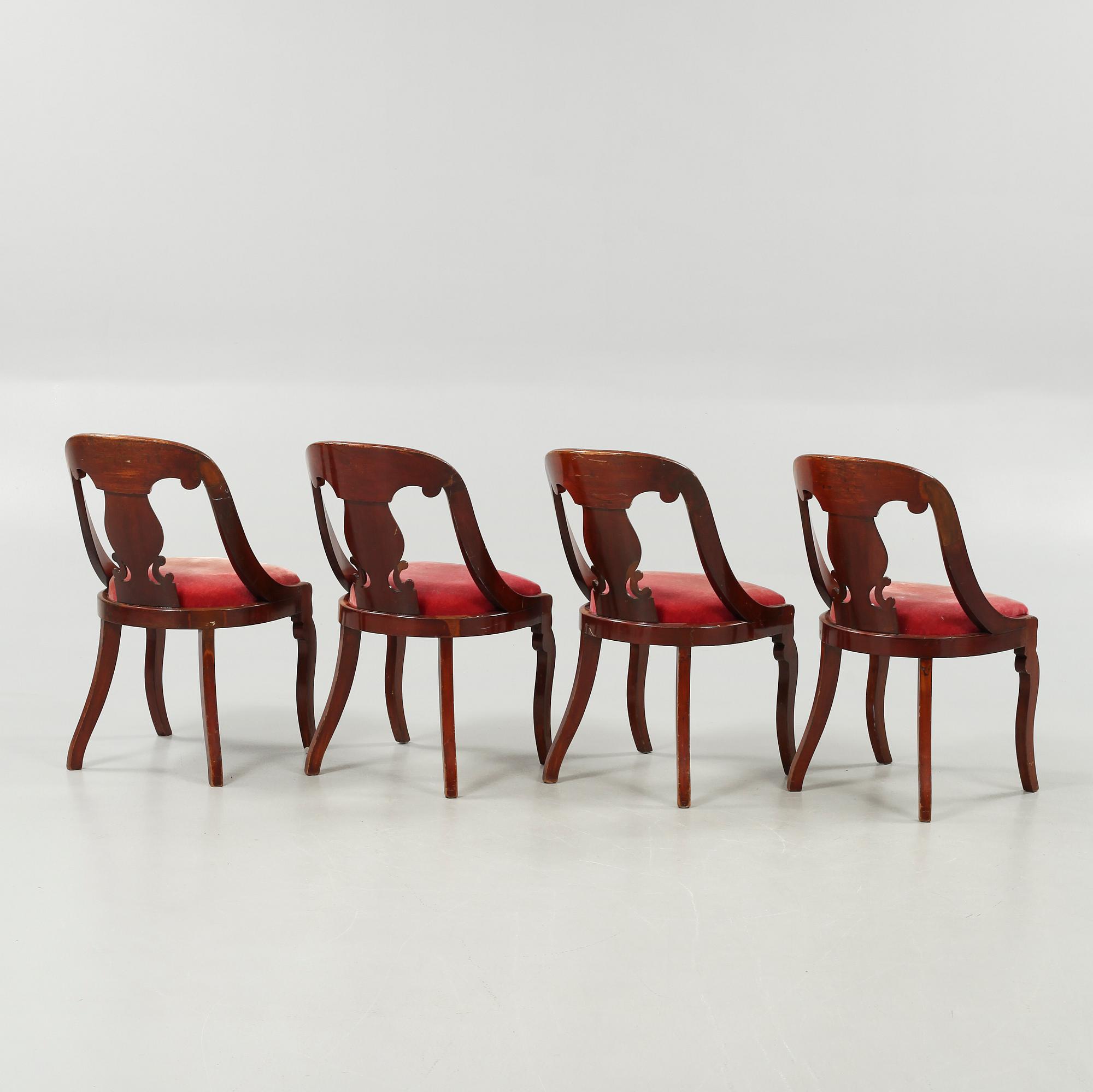 STOLAR, 4 st, s k Göteborgsstolar, 1800-tal.