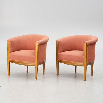 Axel Beckmans Möbelfabrik, a pair of armchairs, Sweden, 1910's/20's.
