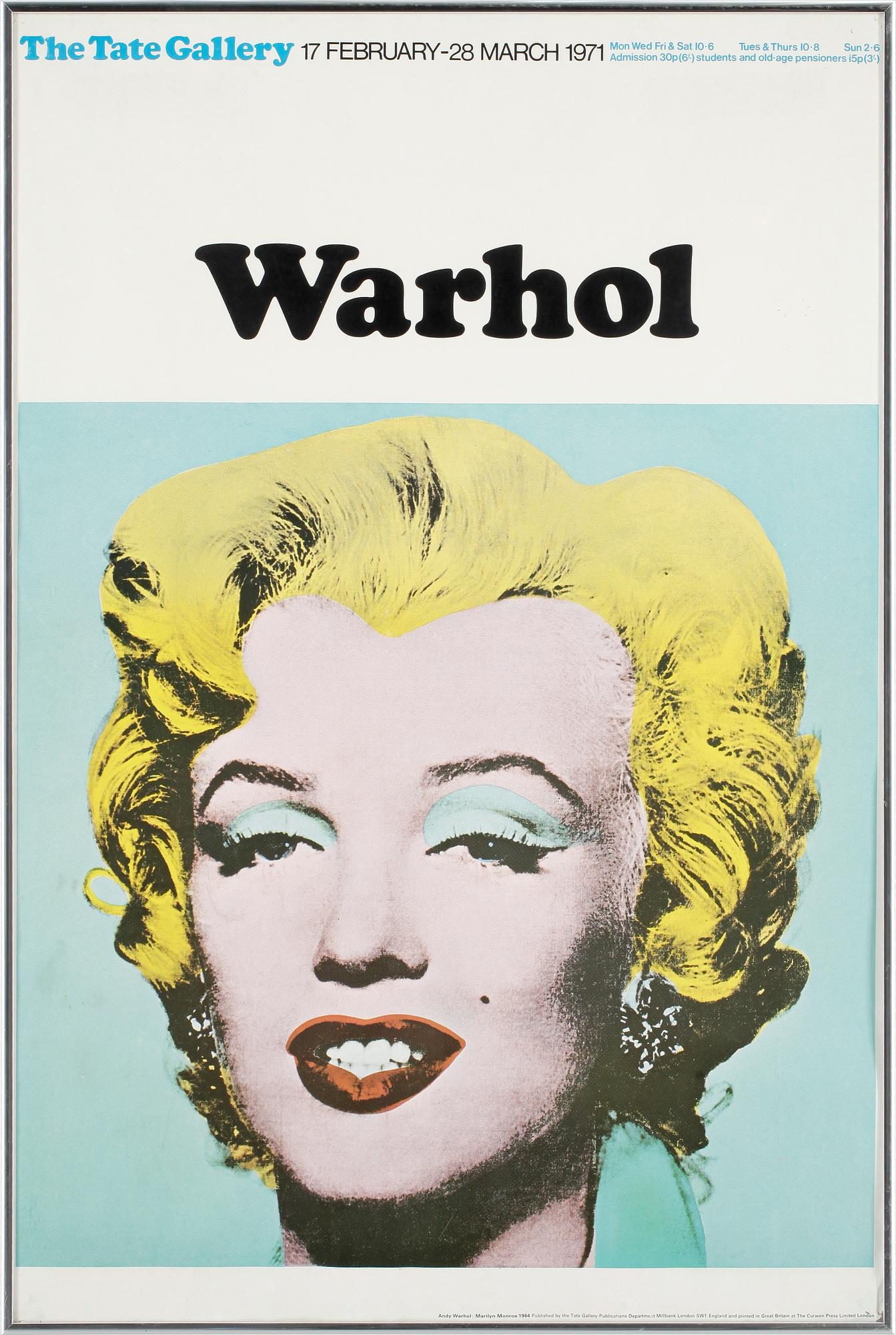 ANDY WARHOL, utställningsaffisch, "Warhol", The Tate Gallery, 1971.