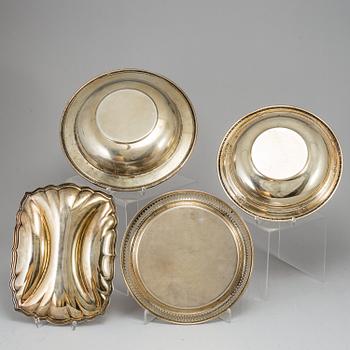 Four 20th century American silver-gilt sterling dishes.