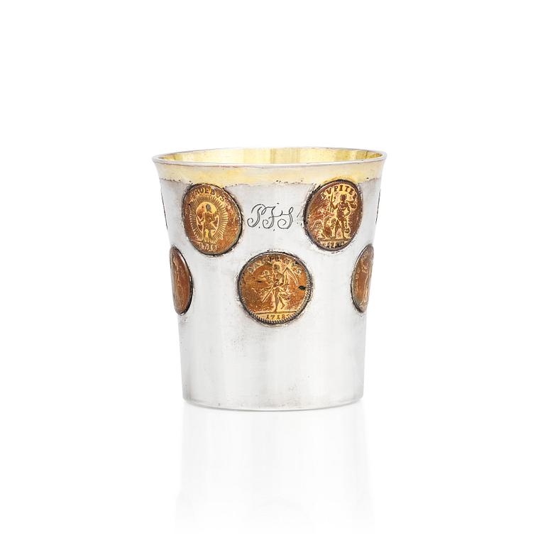 A Swedish parcel-gilt silver coin-beaker, mark of Nils Hellberg, Norrtälje 1805.