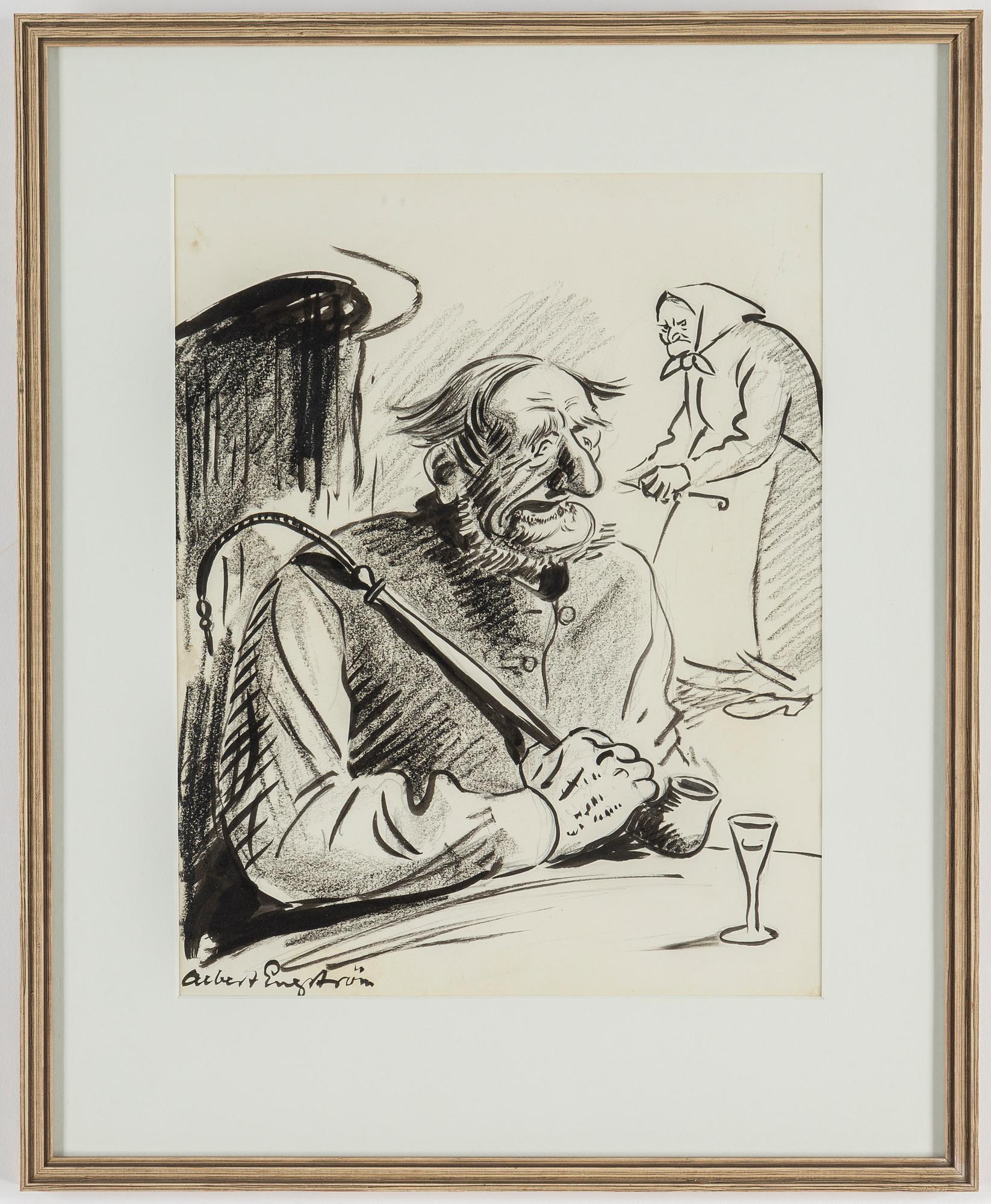 ALBERT ENGSTRÖM, ink drawings, 13, signed.