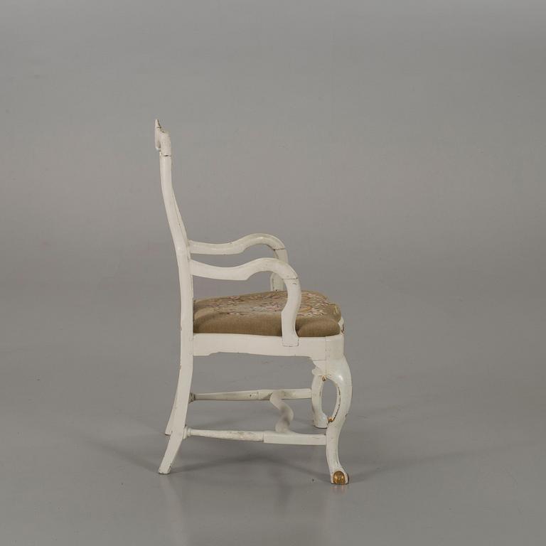 A Swedish rococo armchair mid 1700'.