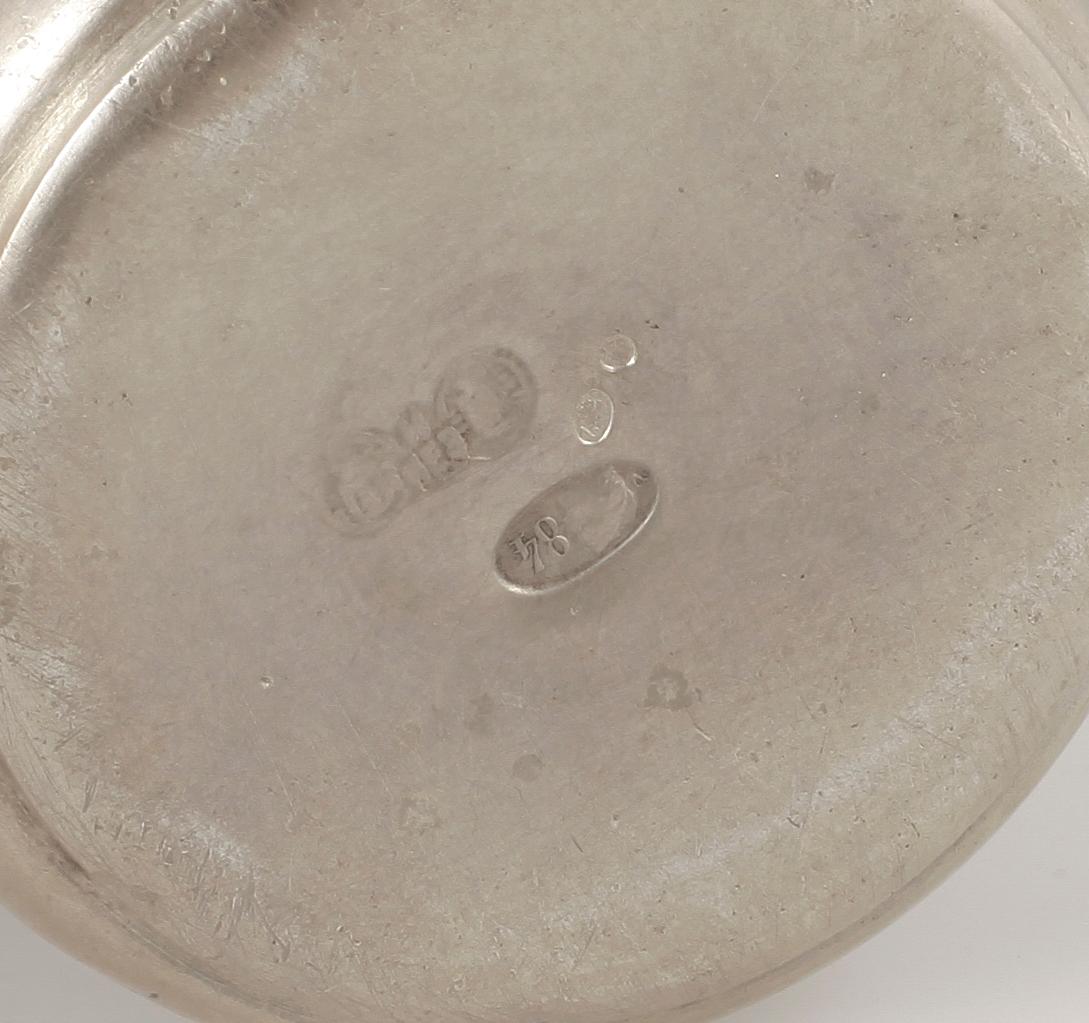 BÄGARE, 5 st, silver, Ryssland, sent 1800-tal. tot vikt ca 264 gram.