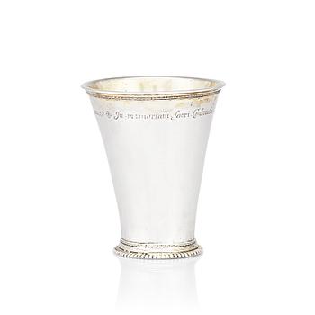 A Swedish 18th century parcel-gilt silver beaker, mark of Abraham Wirgman, Göteborg, 1722.