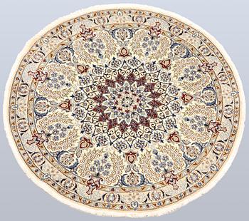 Matta, Nain, part silk, s.k. 9LAA, diameter 146 cm.