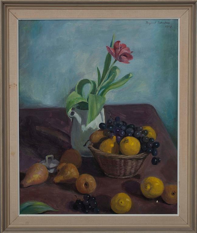 INGRID SÖDERSTRÖM. Stilleben, olja på duk, sign. 1962.