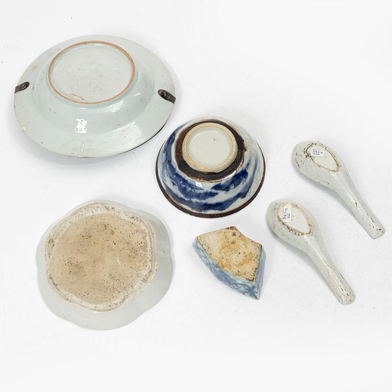 Parti porslin, 8 delar, Kina, 1600-1800-tal.