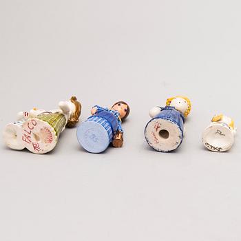 BIRDIE SAHLBERG, and ORVOKKI "OKKI" LAINE attributed to, ceramic figurines, 1+3 pcs, mid-20th century.