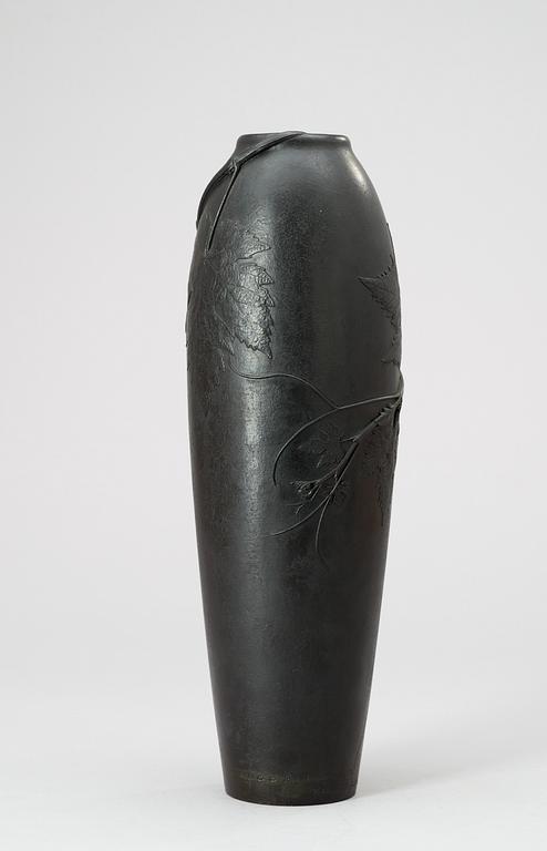 A Hugo Elmqvist patinated bronze vase, Florence, circa 1900.