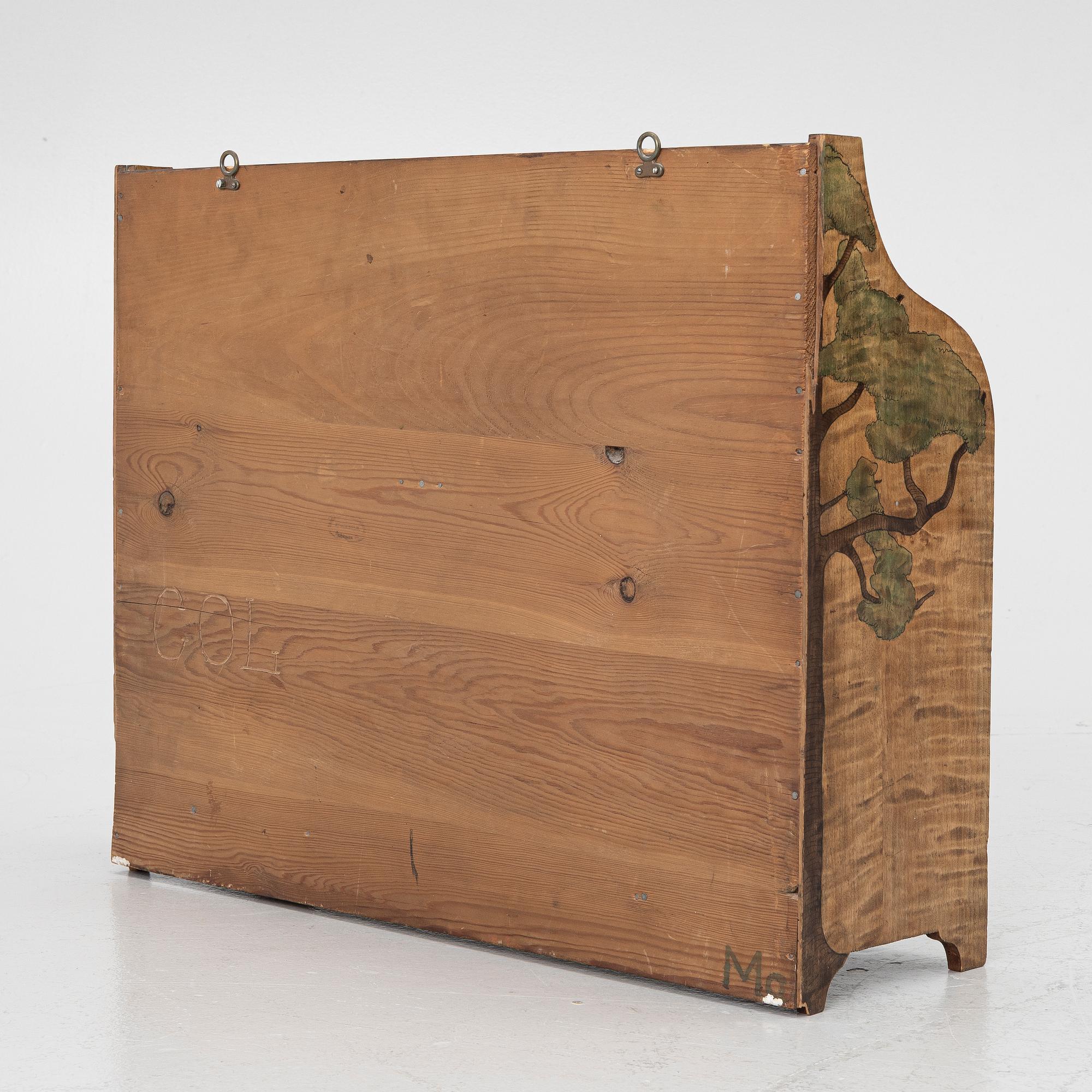 Märta Lindblom, & Carl Otto Lundgren, wall cabinet, signed and dated 1899.