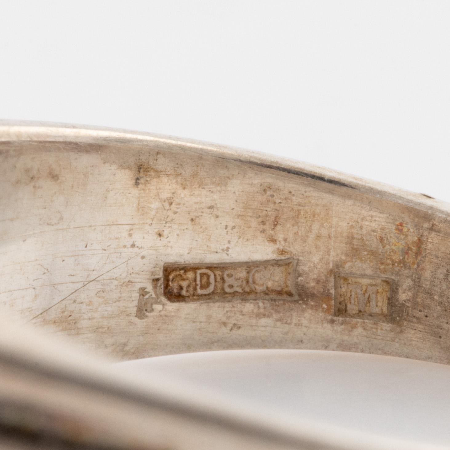 Gustaf Dahlgren & Co, ring silver with synthetic white spinel.