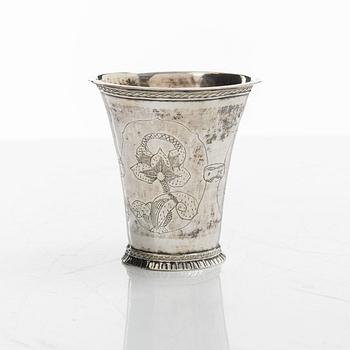 A Swedish silver beaker, mark of Berndt Halck,  Halmstad 1762.