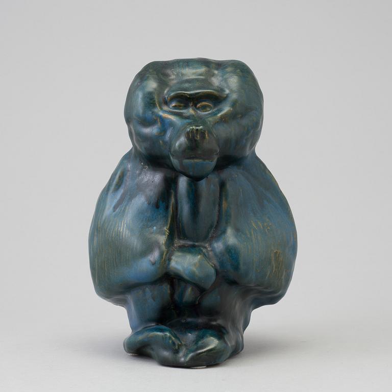 HELVING-KERAMIK, figurin, gorilla, Bornholm, Danmark.