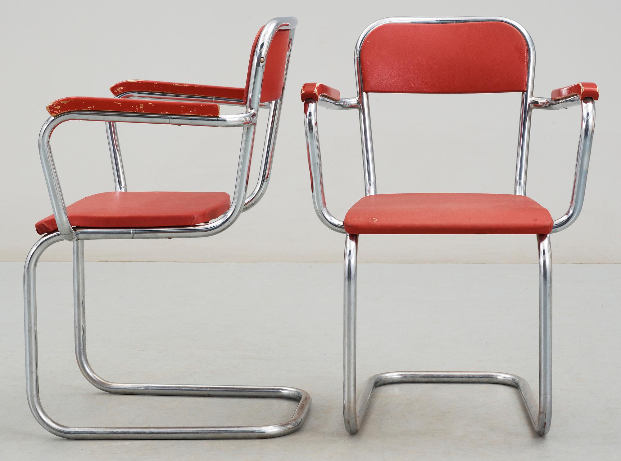 KARMSTOLAR, ett par, funkis, DS stålmöbler, Malmö, 1930/40-tal.