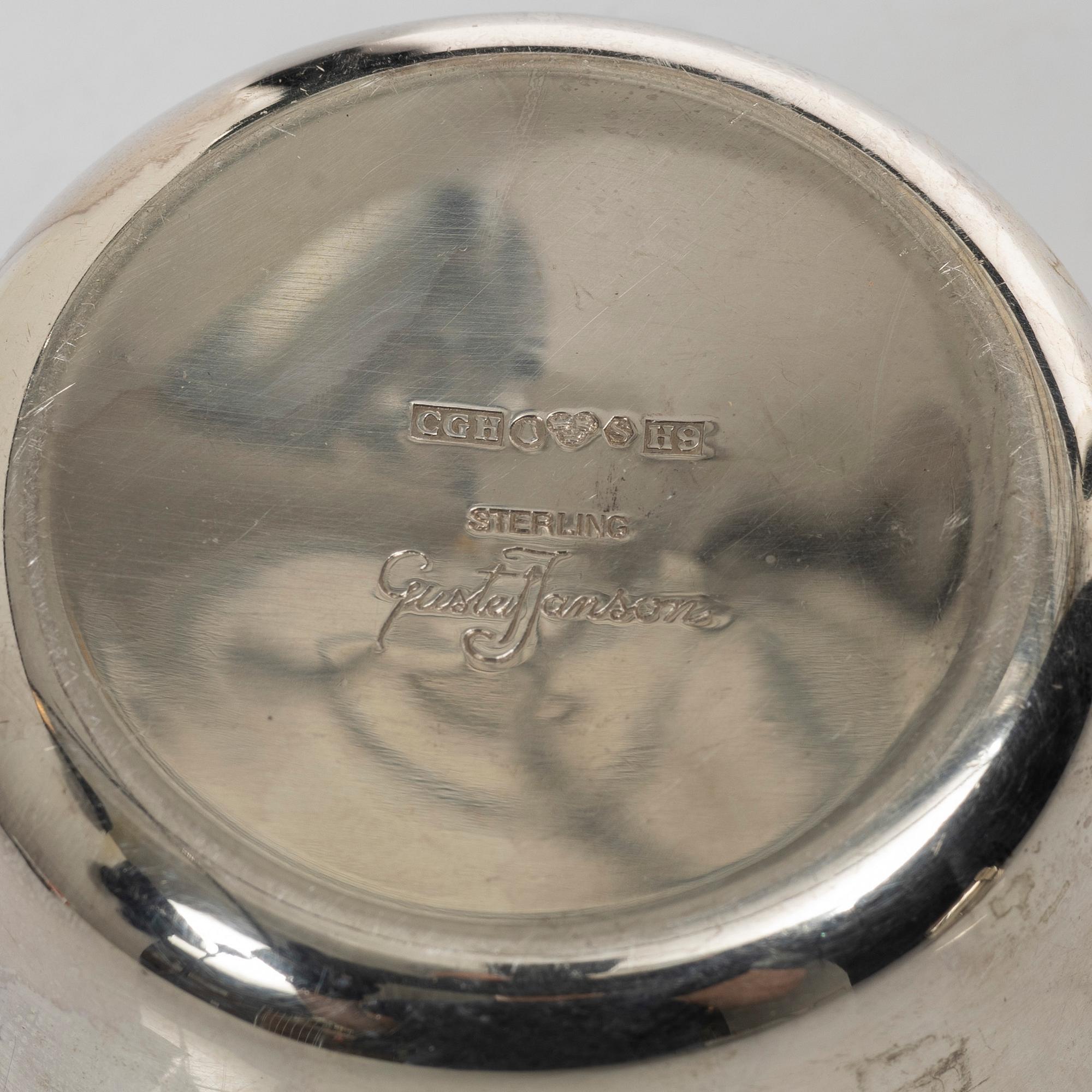 Gustaf Janson, sockerskål och gräddkanna, sterlingsilver, CG Hallberg, Stockholm, 1958.