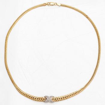 Halsband, 14K guld och diamanter ca 0.16 ct tot. Finska stämplar.