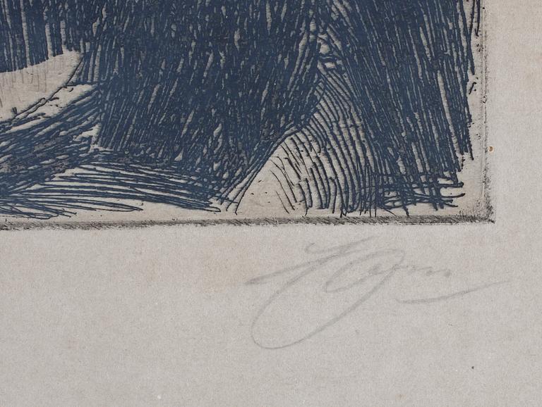 ANDERS ZORN, etsning, plåtsign o dat 1914, blyertssign.