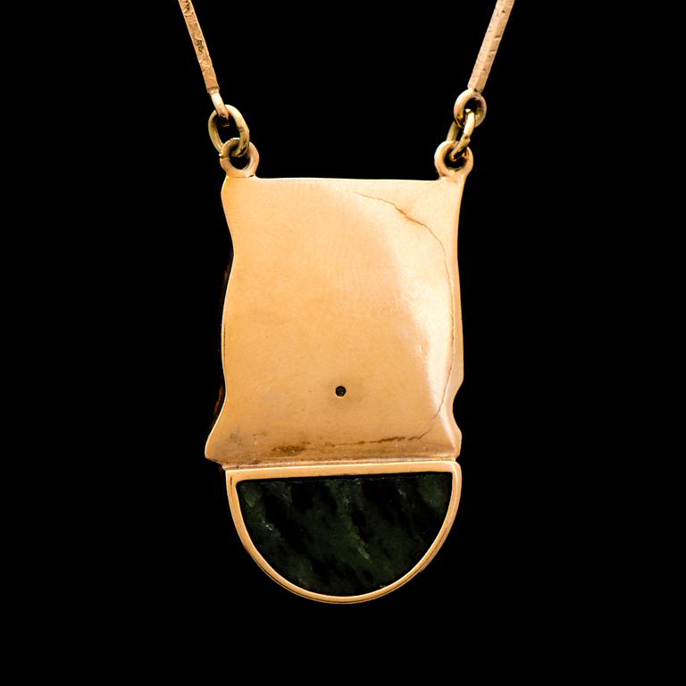 BJÖRN WECKSTRÖM, HALSSMYCKE, "Aztec", diamant, zoisit, 14K guld. Lapponia 1979.