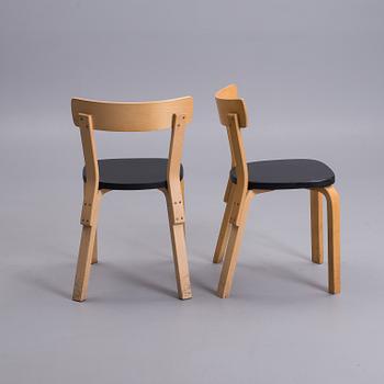 ALVAR AALTO, stolar, 6 st, modell 69, Artek 1900-talets mitt.