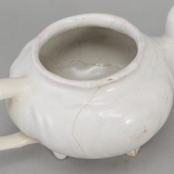 A white glazed Swedish Marieberg tea pot, 18th Century.