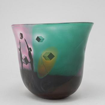 Bertil Vallien, a unique blasted glass bowl, Kosta Boda, Sweden.
