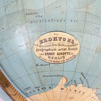 Jordglob "Erdkugel" Ernst Schotte Tyskland omkring 1900.