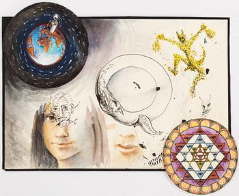 ULF RAHMBERG, mixed media with collage, signed with monogram and dated 1994 o verso.